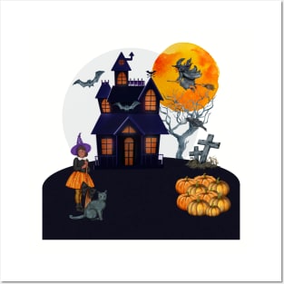 Halloween haunted house Posters and Art